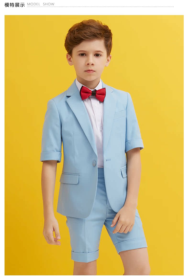 Chàng trai ăn mặc mùa hè vest phù hợp với Hàn Quốc phiên bản của sàn catwalk trang phục trong cậu bé lớn hoa cô gái ăn mặc nam trẻ em nhỏ phù hợp với shop quần áo trẻ em