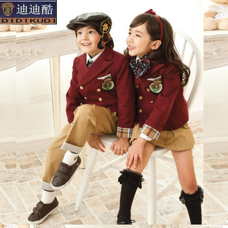 Korean version of kindergarten garden uniform spring and autumn winter set college style primary school uniform class uniform trench coat spring and autumn dress British style