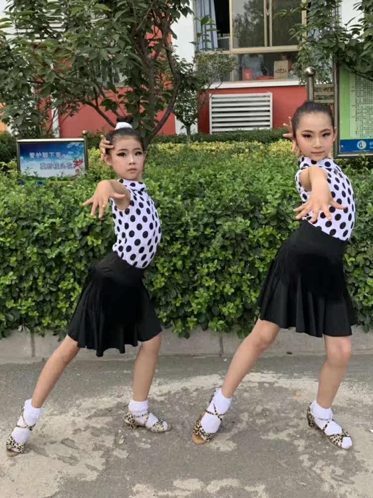 Latin dance clothing children's dance practice clothing summer sleeveless Latin dance skirt children's Latin performance costume suit female