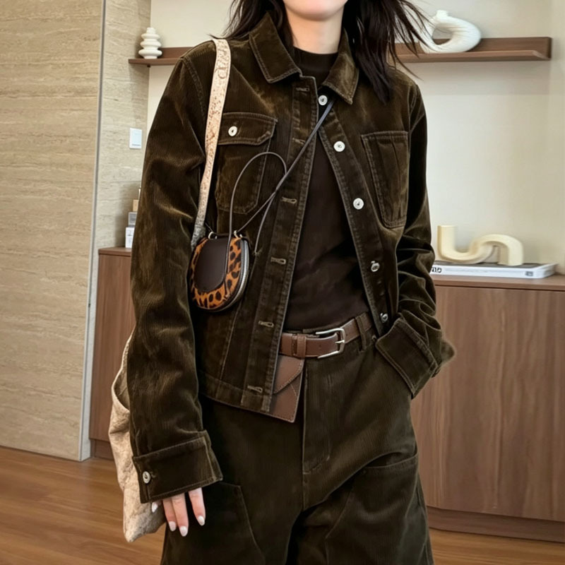Flocked Pocket Denim Jacket for Women, 2026 Spring and Autumn New Style, Elegant, Loose, Casual, Versatile Cardigan Top