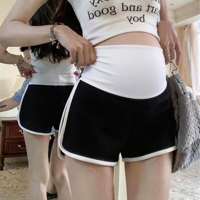 Maternity Side Contrast Color Hot Girl Shorts for Women, Summer 2026 New High-Waisted A-Line Loose Casual Sports Hot Pants — 3