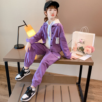 Girls autumn red gadget suit 2022 new tide of 6 ocean funky 8 children three - piece set 10 years old