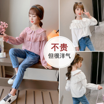 Girl Shirt Long Sleeved Spring and Autumn Ocean Big Child Doll Collects White Han Shirt Childrens Spring Clothing Costumes