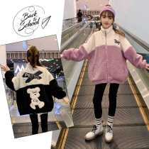 Girls autumn and winter coat thickens 2022 new sweater in the big girl girl gas lamb suede tops childrens clothing