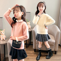 Girl Sweater 2022 new autumn and winter gas puppet plus half - tall sable jersey knitting and childrens clothing