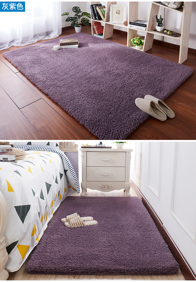 Sherpa sang trọng thảm tấm thảm phòng khách bàn cà phê hiện đại nhỏ gọn tatami mat xám tím thảm giường chăn - Thảm lót sàn simili