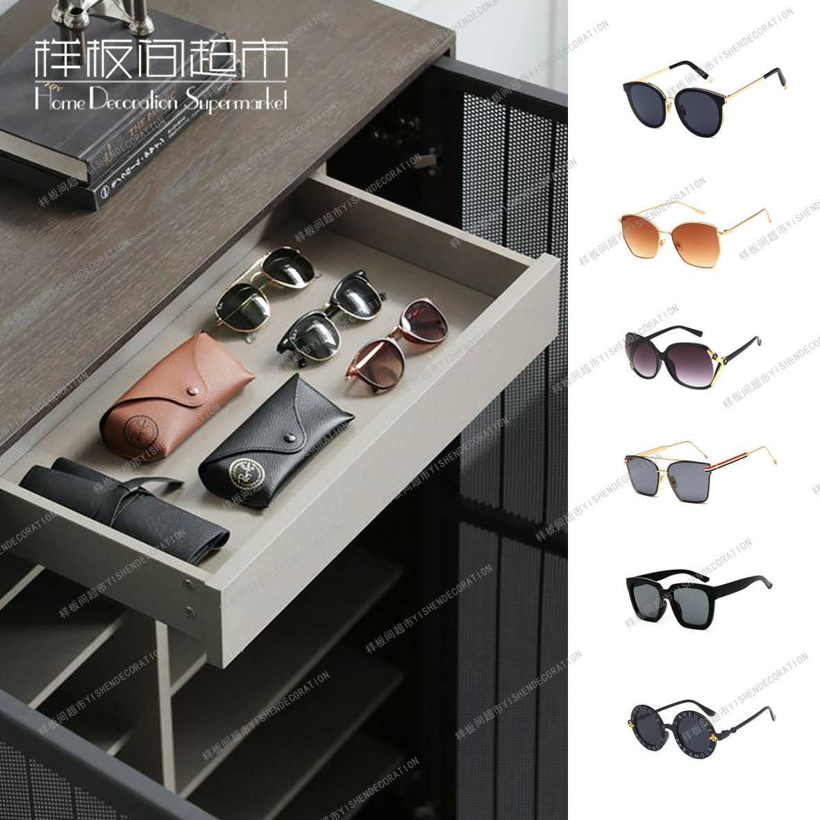 Sample inter-plate cloakroom custom home wardrobe dresser for men's soft clothing Furnishing Ornaments Sunglasses Stylish Sunglasses-Taobao