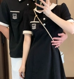 Летняя парная одежда для влюбленных, платье, брендовая юбка, изысканный стиль, короткий рукав, французский стиль, в стиле Шанель