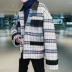 Mùa đông 2018 bé trai mới kẻ sọc trench coat retro áo khoác trẻ trung Hàn Quốc xu hướng thời trang áo áo gió phao nam Áo gió