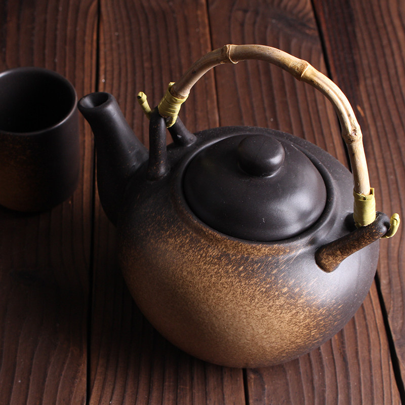 Japanese Cuisine Teapot Seafood Soup Single Pot Tea Cup Suit Ceramic Large hotel old heat resistant Ti-beam pot whole set