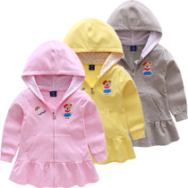 Baby Spring Autumn Season Middle Long style jacket small and medium children clothes fashion new small bear childrens blouses girl coat han
