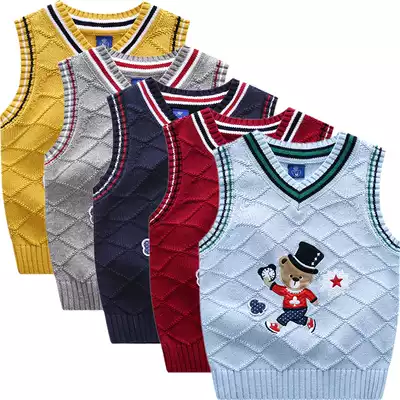 Knitted vest Joker Spring and Autumn New Korean version of Bear children's sweater children's casual knitted vest boy's waistcoat