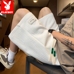 Playboy Ice Silk Shorts for Men, Summer American Style Trendy Loose Casual Pants, Men's Large Size Five-Point Mid-Length Shorts