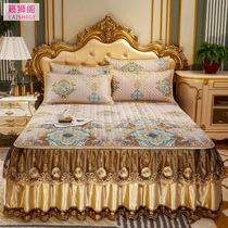 Summer air-conditioned soft seat three-piece bed skirt can be removed ice silk mat mat Mat 1 5 1 8 2M machine washable