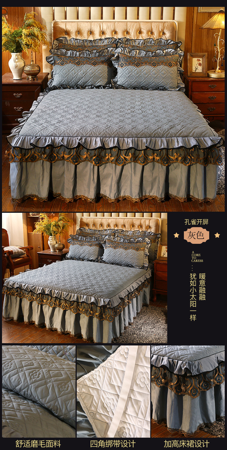Châu Âu bông váy ngủ trong một mảnh ren dày trượt bedspread 1.5 / 1.8 / 2 m để tăng giường rắn bao gồm đúp - Váy Petti drap giường có viền