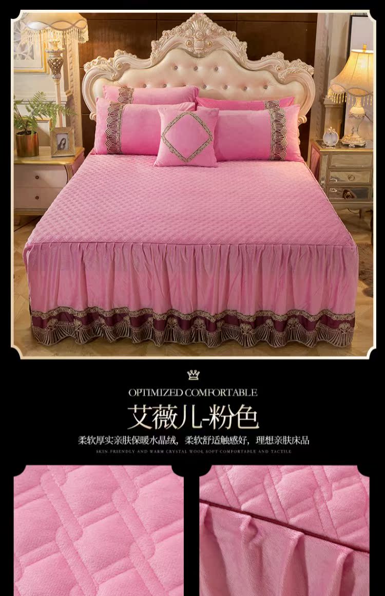 tinh nhung châu Âu bông nhiệt giường váy dày hơn một mảnh đôi ren bedspread giường bìa trượt Simmons 1.8 - Váy Petti 	chân váy giường