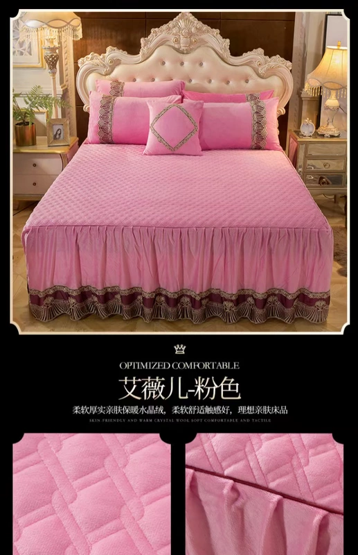 tinh nhung châu Âu bông nhiệt giường váy dày hơn một mảnh đôi ren bedspread giường bìa trượt Simmons 1.8 - Váy Petti váy giường khách sạn