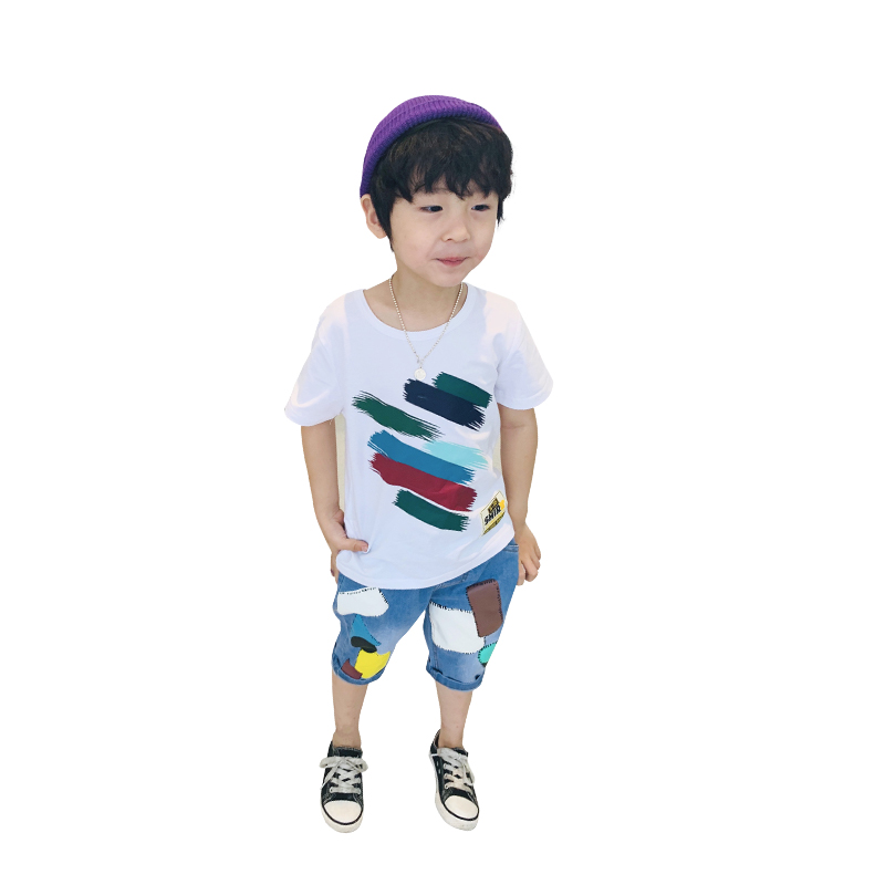 Summer Outfit trai Set 2020 Quần áo Hàn Quốc phiên bản của Big Kids ngắn tay áo hai mảnh của mùa hè mới cho trẻ em thiết 3-5-6 tuổi.