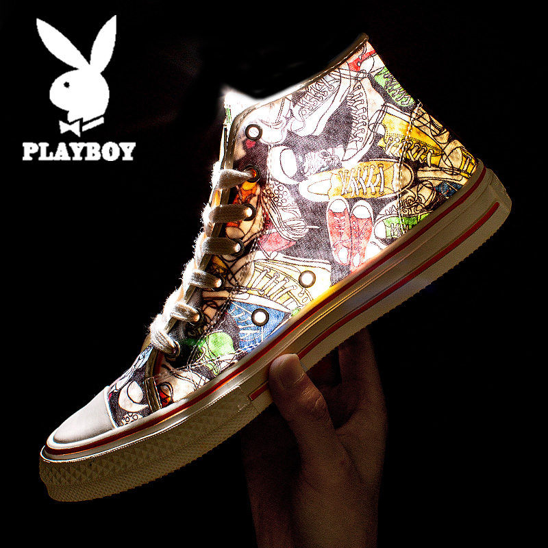 Floral Playboy men's shoes Summer 2022 new graffiti high cylinder Sails Shoes Men's Wave Shoes Trendy Breathable Sliding Board Shoes Men