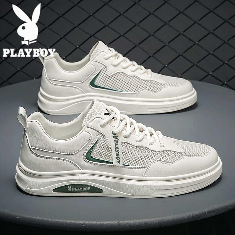 Playboy men's shoes 2023 new summer mesh small white sports shoes men's casual sneakers all-match trendy shoes