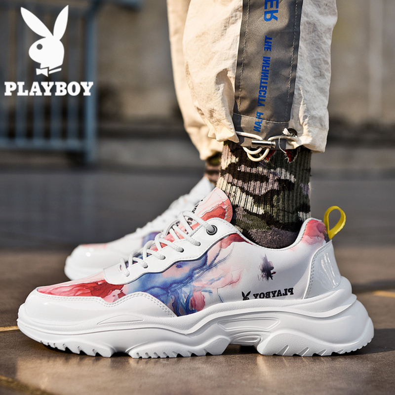 Playboy men's shoes 2022 new autumn casual height increase dad shoes men's trendy shoes all-match graffiti sneakers
