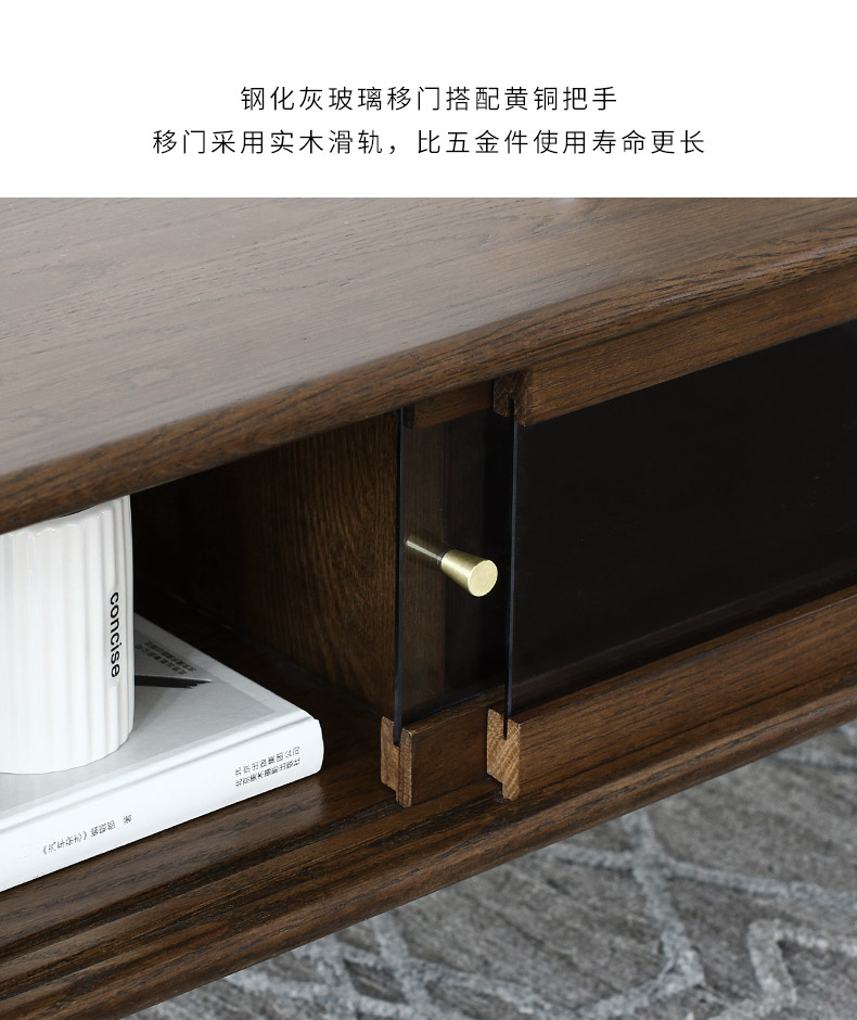 Bàn cà phê Bắc Âu đơn giản gỗ đen óc chó gỗ thủy tinh nhỏ căn hộ phòng khách nhà đa năng sáng tạo nội thất - Bàn trà bàn trà kính cường lực