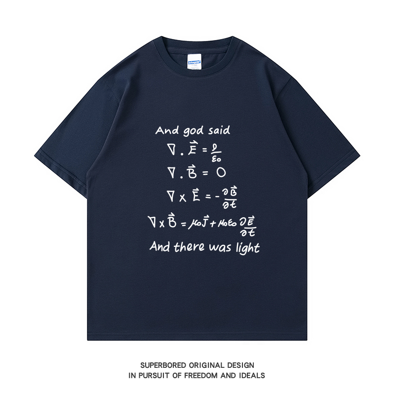 Maxwell's Physics Formula T-Shirt, Same Style as the Graduate Student'S, Short-Sleeved, Men'S, College Mathematics Equation System, Top Student, Pure Cotton Half-Sleeve