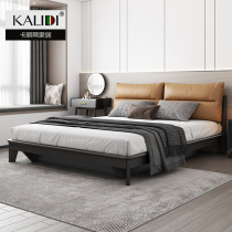 Nordic solid wood double bed master bedroom modern simple 1 8 meters soft bag wedding bed ash wood high box pressure storage bed