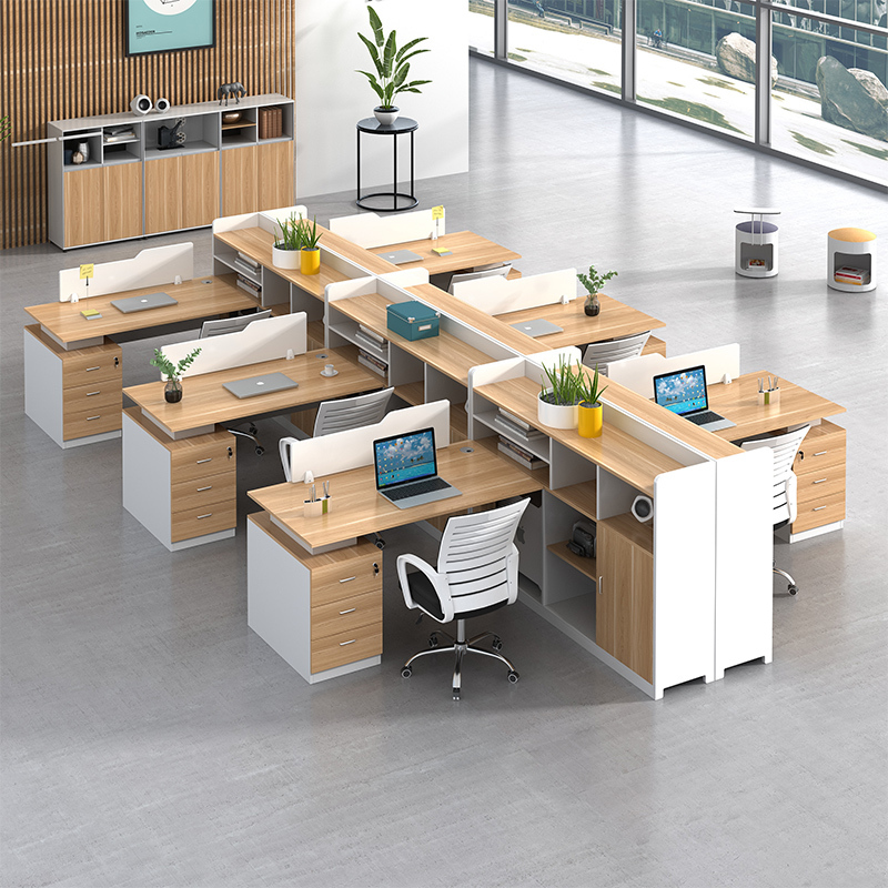 Office Desk Staff Desk and Chair Combination Booth Simple Modern Staff Desk Financial Six-Person Partition Table Office