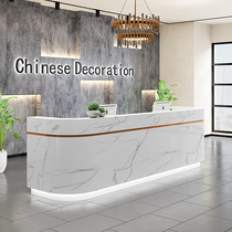 Office furniture front desk reception desk Training Desk information desk company front desk curved imitation marble can be customized paint