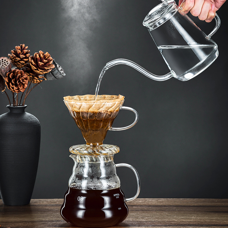 Hand Flush Coffee Maker Suit Home Long Mouth Bracelet Glass Sharing Pot V60 Filter Cup Coffee Appliance Combo