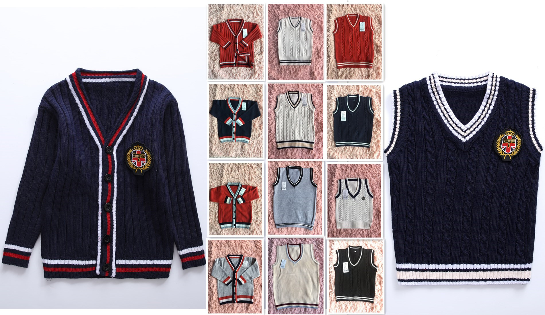 Vest, sweater, vest, V-neck knitted sweater, boys and girls school uniforms, college style class clothes, primary and secondary school students' performance chorus clothes