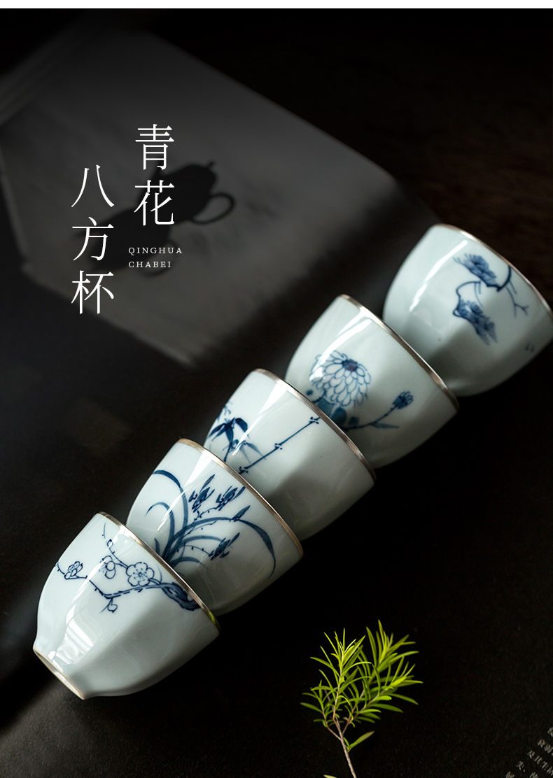 Ultimately responds to trace silver kung fu tea cups coppering. As the master CPU single CPU hand - made ceramic sample tea cup single tea cups