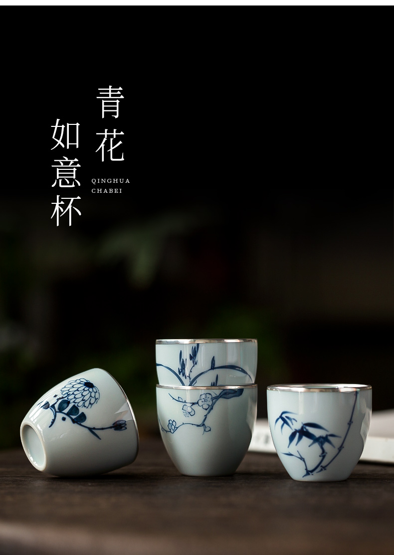 Ultimately responds to trace silver kung fu tea cups coppering. As the master CPU single CPU hand - made ceramic sample tea cup single tea cups