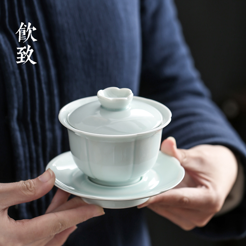Ultimately responds to jingdezhen celadon tureen tea cup suit make tea tea art household contracted Japanese kung fu tea set office