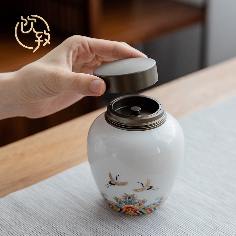 Ultimately responds to the tide of the wind home tea caddy fixings ceramics seal storage jar wake small tea POTS storage storehouse