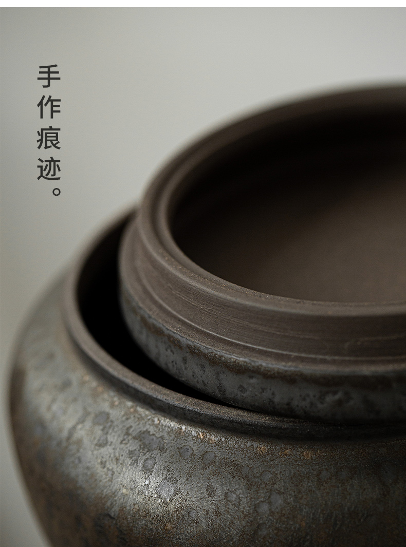 Ultimately responds to the gold large tank storage of jingdezhen ceramic tea POTS manually coarse pottery tea warehouse home tea tea