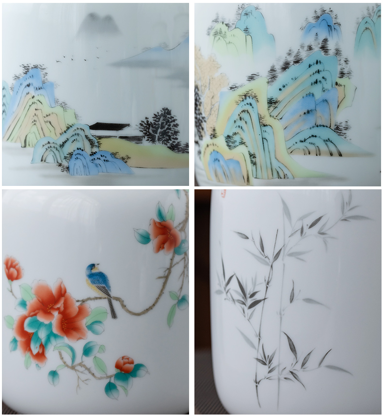 Ultimately responds to the ceramic tea canister seal storage tank size 1 catty installed checking gift box household pu 'er tea POTS awake