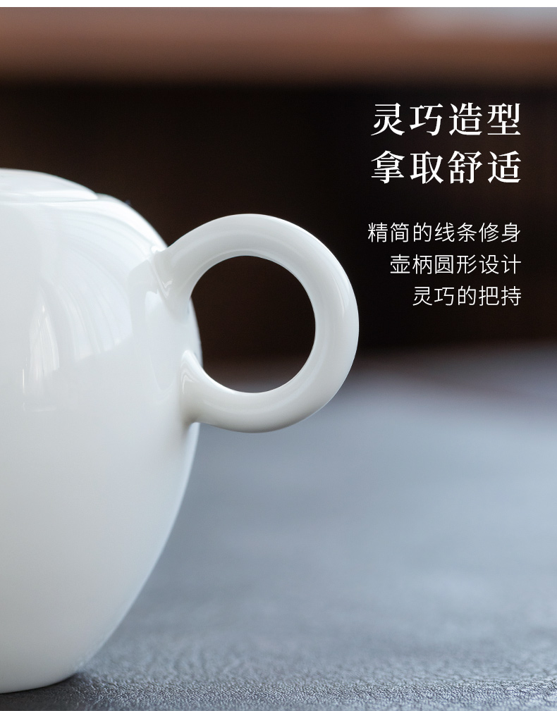 Ultimately responds to dehua white porcelain tea set kunfu tea of a complete set of ceramic household tureen contracted tea cups to office