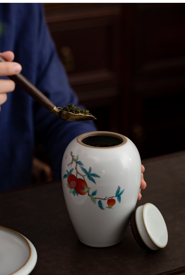 Ultimately responds to RuTao seal caddy fixings ceramic tea box of restoring ancient ways is a small portable storage POTS pu - erh tea storehouse receives your up