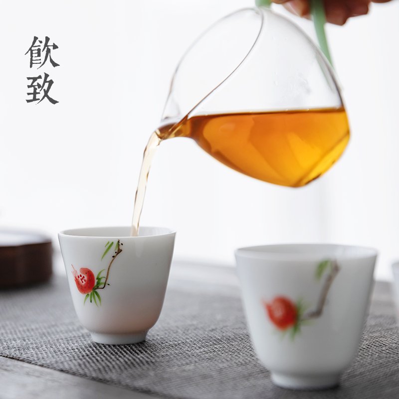 Ultimately responds to white porcelain hand - made pastel sample tea cup single ceramic cup jingdezhen kung fu master cup single CPU 6 pack
