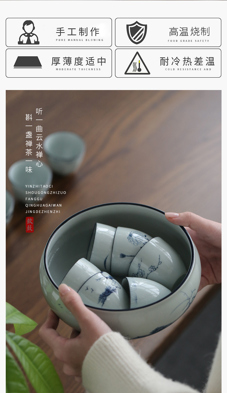 Ultimately responds to jingdezhen hand - made ceramic bath large blue and white porcelain tea zen for wash water jar to build water in a kung fu tea set