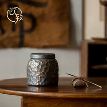 Drink To Coarse Pottery Tea Leaves Jar Empty Pot GOLDEN GLAZE DAY STYLE WAKE TEA JAR TEA BIN PORTABLE CERAMIC PU-ERH TEA MINI