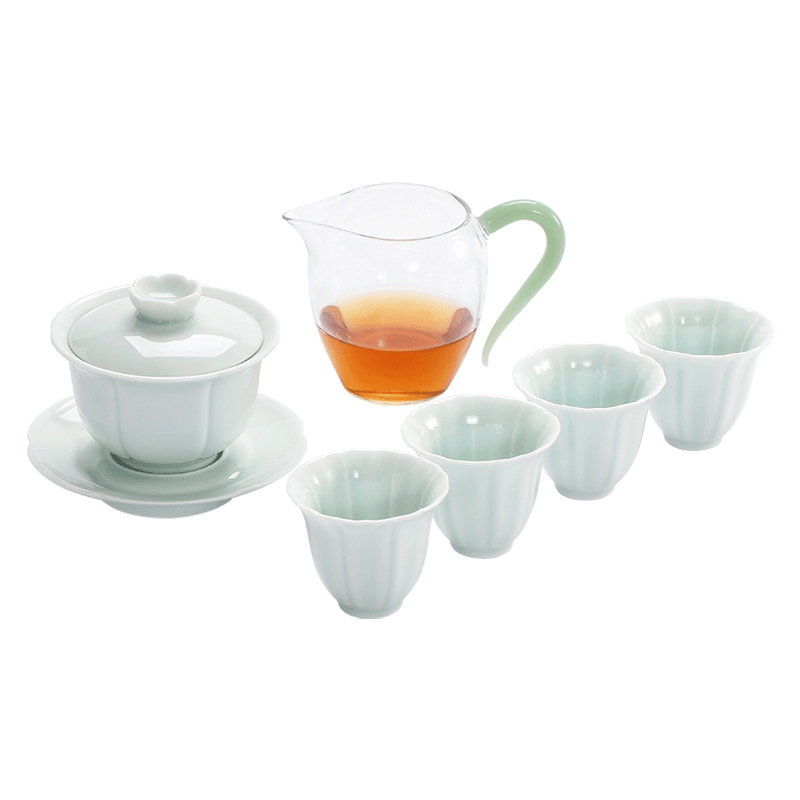 Ultimately responds to jingdezhen celadon tureen tea cup suit make tea tea art household contracted Japanese kung fu tea set office