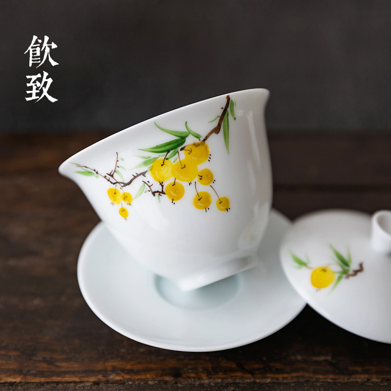 Ultimately responds to the manual only three mercifully tureen jingdezhen hand - made pastel thin foetus white jade porcelain cups from a single tea sets