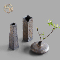 Drinking gilt coarse pottery vintage vase Tea vase Zen ceramic small flower arrangement tea table Japanese tea mat ornaments