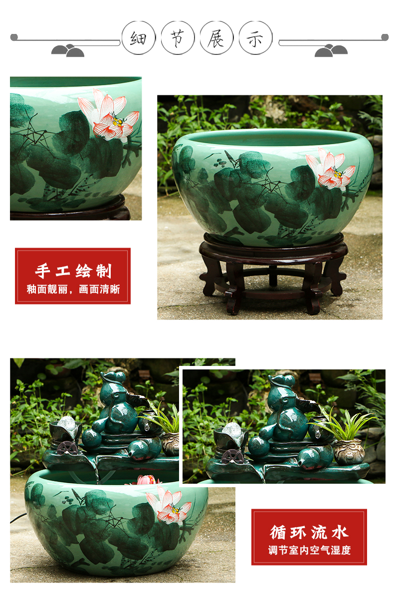 Art spirit of jingdezhen ceramic aquarium circulating water - oxygen filter goldfish goldfish bowl sitting room the tortoise cylinder furnishing articles