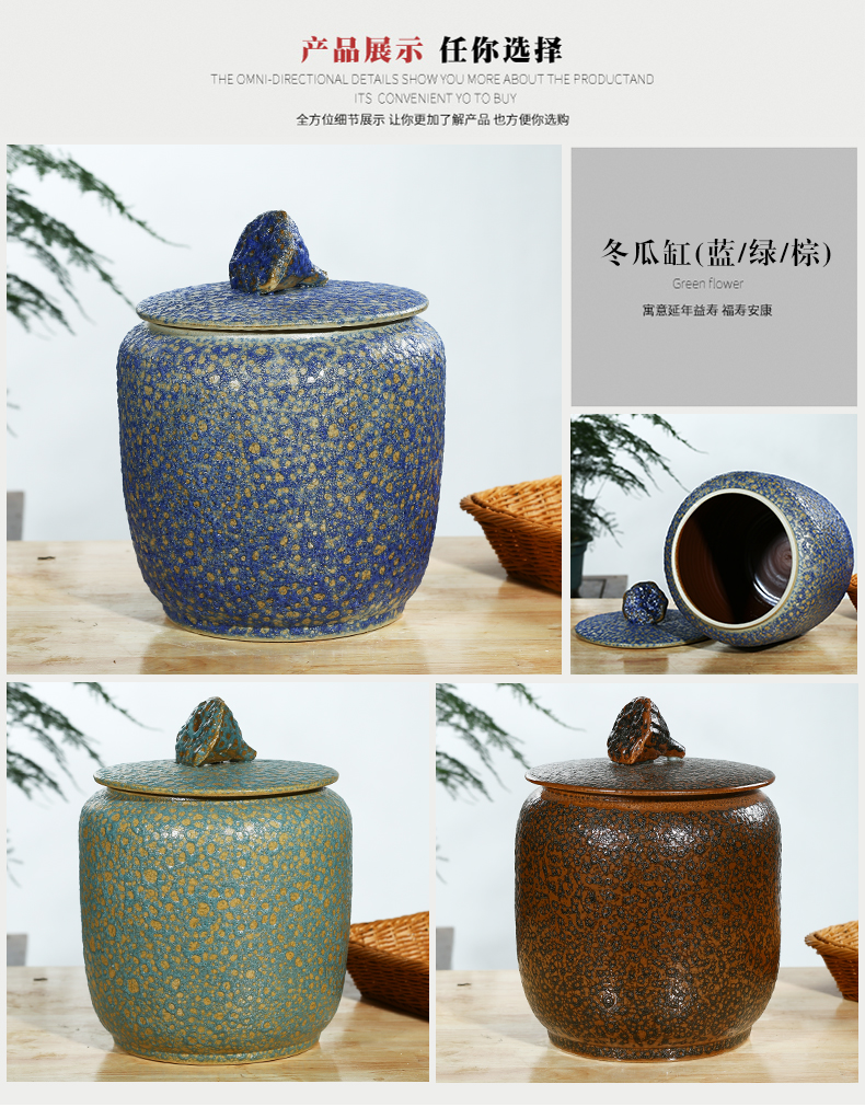 Jingdezhen household moistureproof insect - resistant seal type ceramic barrel ricer box with cover storage tank 20/30 kg of flour