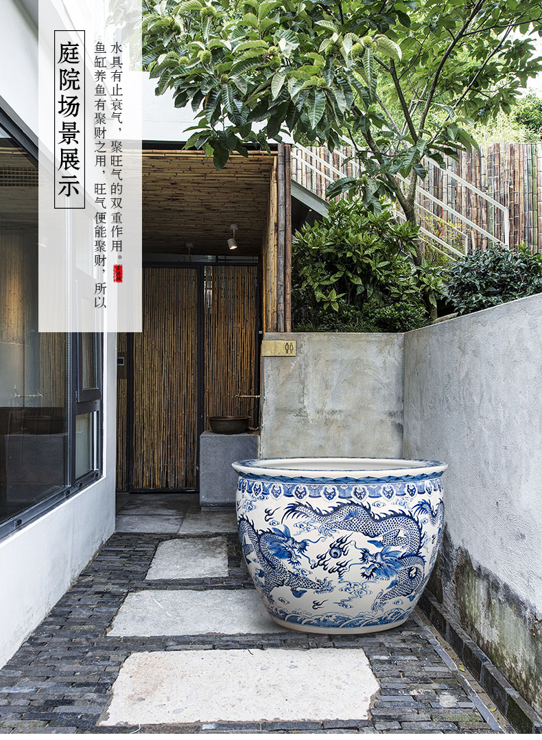 Package mail jingdezhen ceramic 1 meter to heavy dragon goldfish bowl the tortoise cylinder courtyard home water lily lotus sitting room