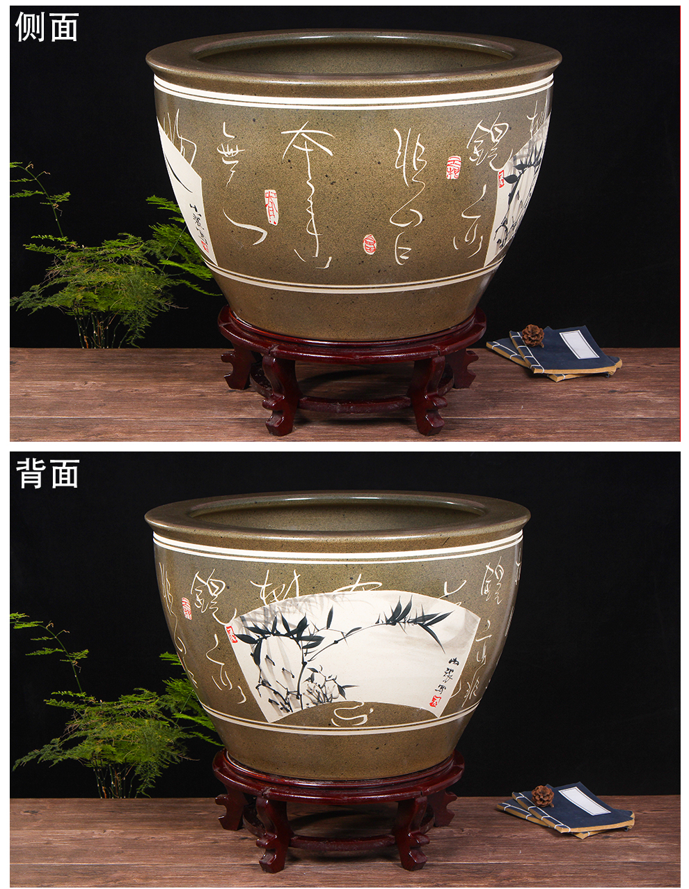 Jingdezhen ceramic aquarium turtle cylinder basin of water lily lotus goldfish bowl sitting room king fish bowl lotus cylinder